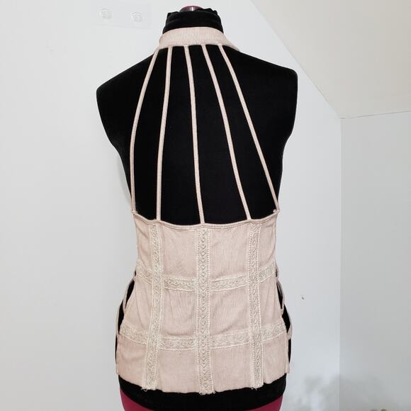 NEW Willow & Root Mauve Embroidered Strappy Halter Neck Top Large Feminine Girly - Picture 3 of 10